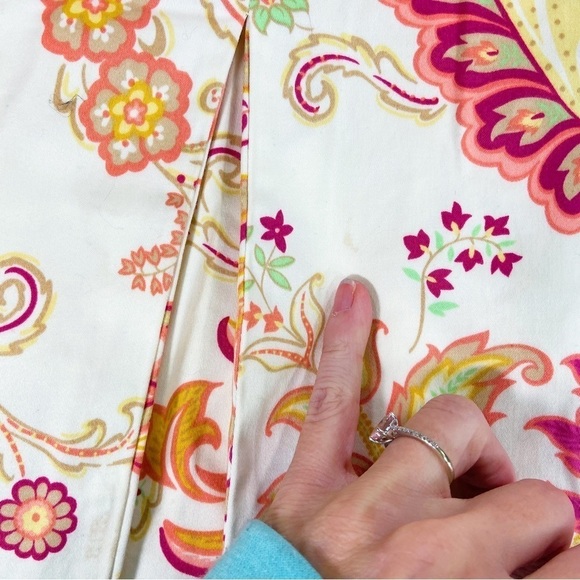 George Designs by Mark Eisen white paisley pleated multicolored a line skirt - Picture 4 of 9